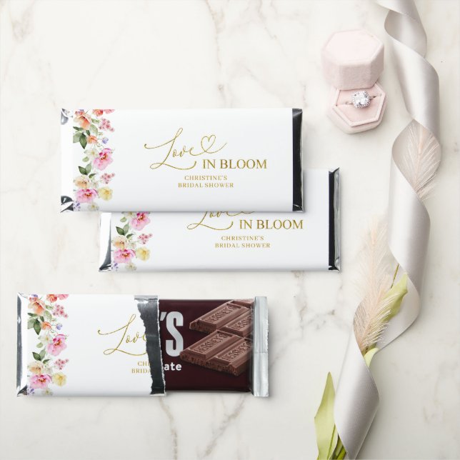 Love in Bloom Bridal Shower Wrapper Hershey Bar Favors (Front)