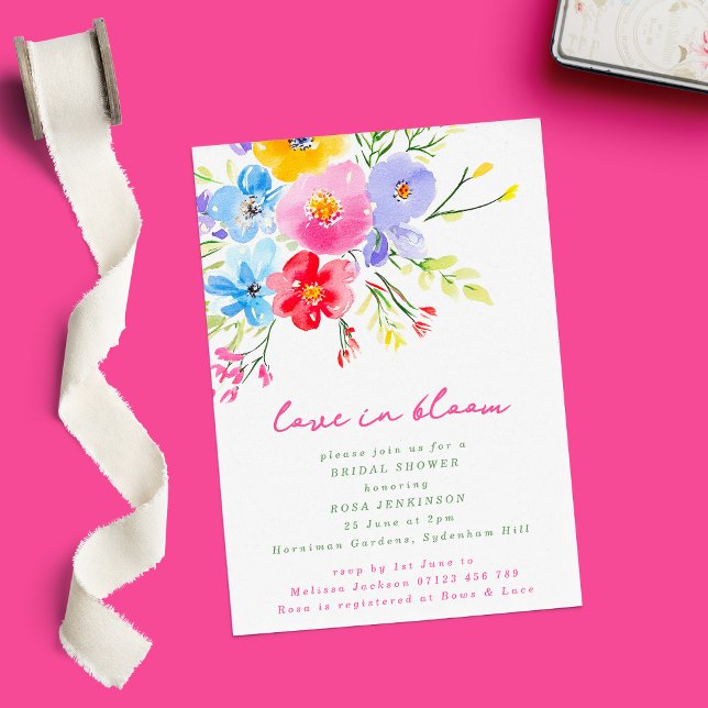 Love in Bloom Bright & Bold Florals Bridal Shower Invitation (Creator Uploaded)