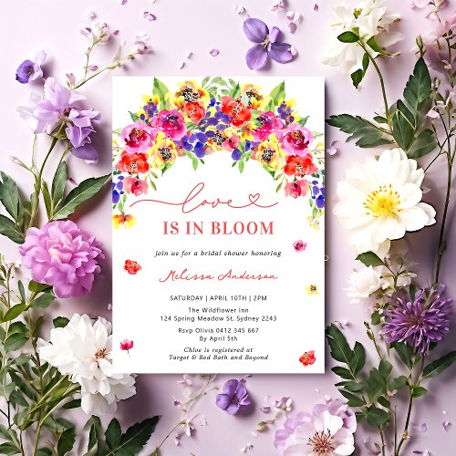 Love in Bloom Bright Colorful Floral Bridal Shower Invitation