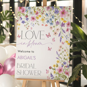 Love in Bloom Butterfly Bridal Shower Welcome Foam Board