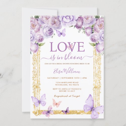 Love in Bloom Butterfly Floral Bridal Shower  Invitation