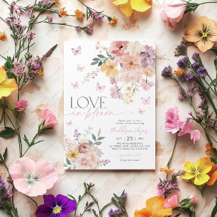 Love in Bloom Butterfly Floral Peach Bridal Shower Invitation