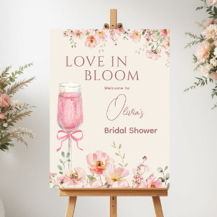 Love in Bloom Champagne Pink Bow Bridal Shower Foam Board