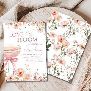 Love in Bloom Champagne Pink Bow Bridal Shower Invitation