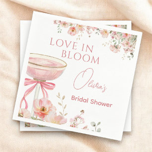 Love in Bloom Champagne Pink Bow Bridal Shower Napkins