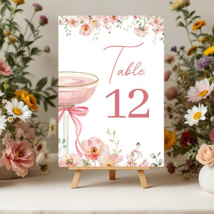 Love in Bloom Champagne Pink Bow Bridal Shower Table Number