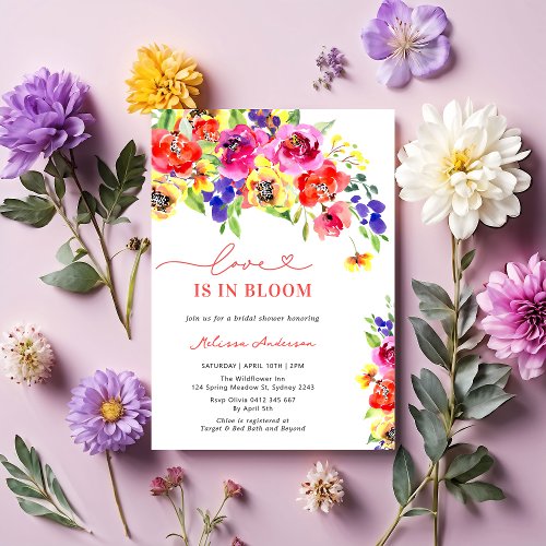 Love in Bloom Colorful Floral Bridal Shower Invitation