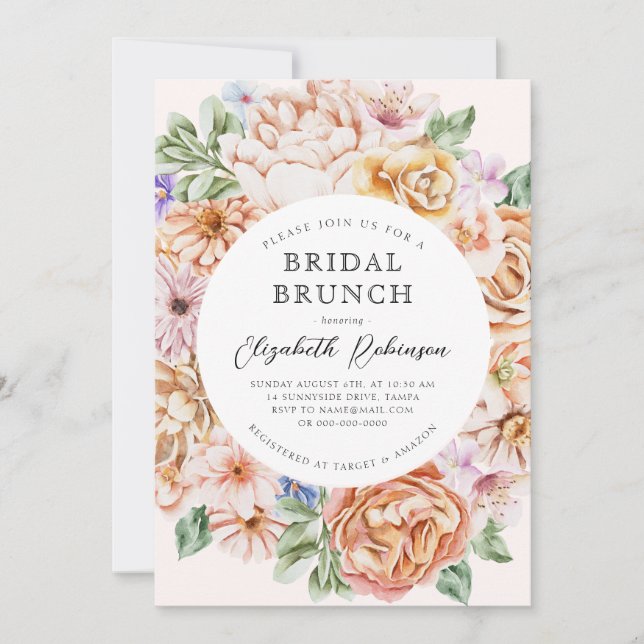 Love in Bloom Colorful Garden Flower Bridal Brunch Invitation (Front)
