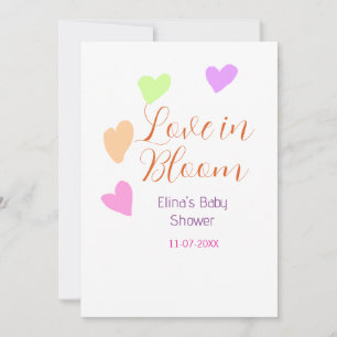 Love in Bloom colorful heart baby shower name rain Invitation
