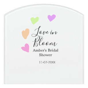 Love in Bloom colorful heart bridal shower name da Door Sign