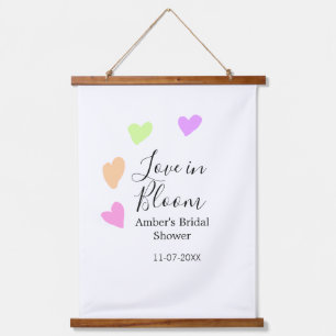 Love in Bloom colorful heart bridal shower name da Hanging Tapestry