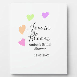 Love in Bloom colorful heart bridal shower name da Plaque