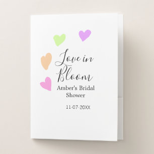 Love in Bloom colorful heart bridal shower name da Pocket Folder