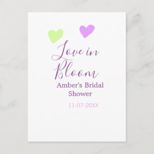 Love in Bloom colorful heart bridal shower name da Postcard