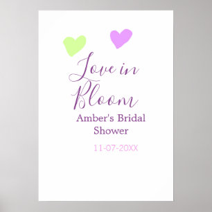 Love in Bloom colorful heart bridal shower name da Poster