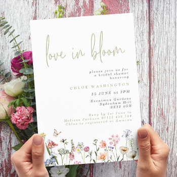 Love In Bloom Colorful Wild Flowers Bridal Shower Invitation by BigDayPaperCo at Zazzle
