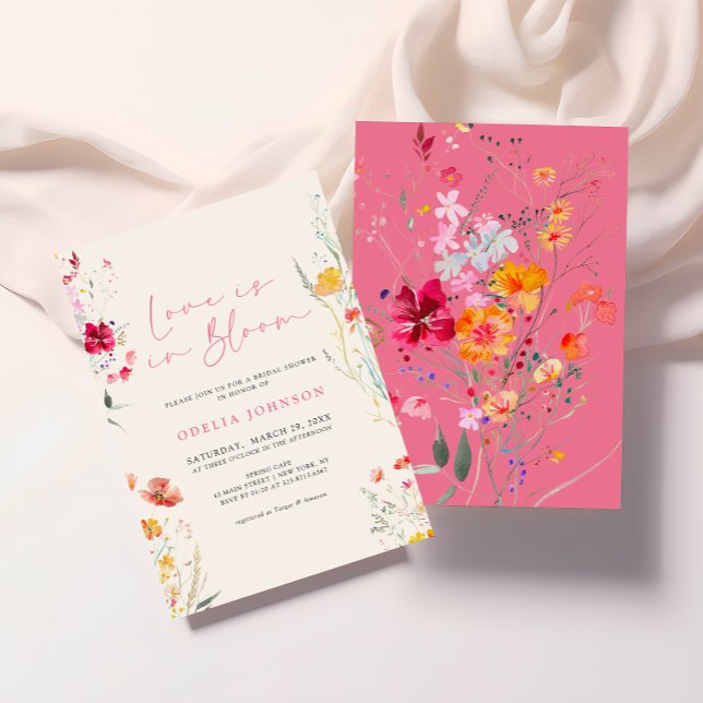 Love In Bloom Colorful Wildflower Bridal Shower Invitation (Creator Uploaded)