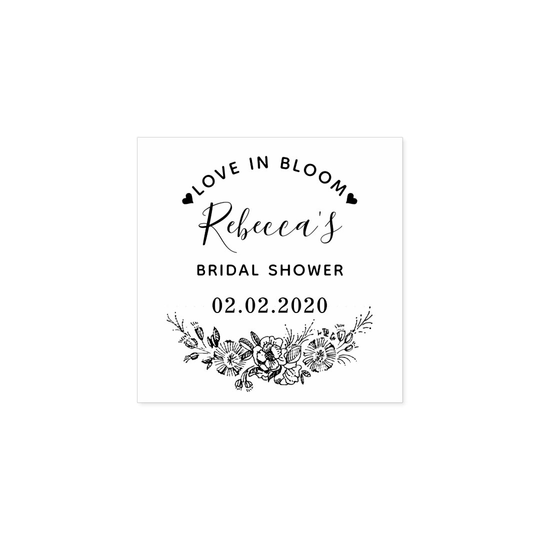 Love In Bloom Custom Name Bridal Shower Wedding Rubber Stamp Zazzle