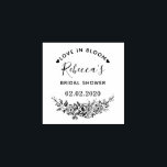 Love In Bloom Custom Name Bridal Shower Wedding Rubber Stamp<br><div class="desc">This bridal shower save the date rubber stamp features your name in a cute hand written style script font and your custom date framed by "LOVE IN BLOOM" in a beautiful curved typography with hearts either side. Underneath there is a hand drawn floral arrangement.</div>