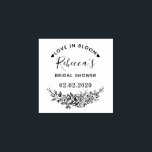 Love In Bloom Custom Name Bridal Shower Wedding Rubber Stamp<br><div class="desc">This bridal shower save the date rubber stamp features your name in a cute hand written style script font and your custom date framed by "LOVE IN BLOOM" in a beautiful curved typography with hearts either side. Underneath there is a hand drawn floral arrangement.</div>