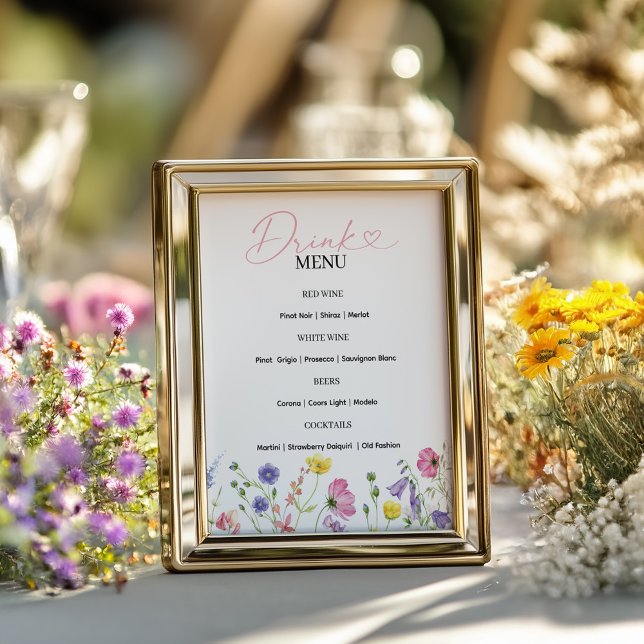 Love in Bloom Drink Menu Sign | Wildflower Themed  (Creator Uploaded)