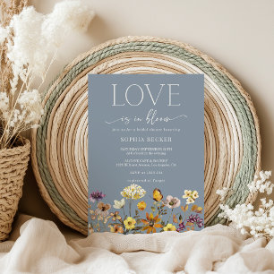 Love in Bloom Dusty Blue Wildflower Bridal Shower Invitation