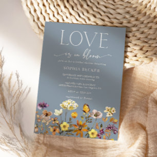 Love in Bloom Dusty Blue Wildflower Bridal Shower Invitation