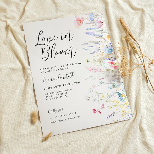 Love in Bloom Elegant Wildflowers Bridal Shower Invitation (Creator Uploaded)