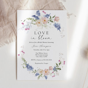 Love in Bloom Feminine Flowers Bridal Shower Invitation