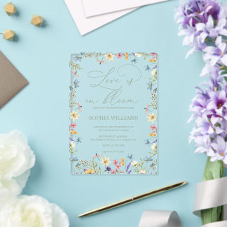Love in Bloom Floral Botanical Bridal Shower Petite Acrylic Invitation