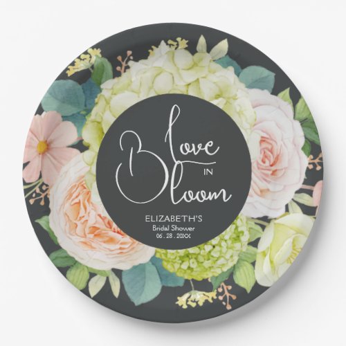 Love in Bloom Floral Bridal Shower Paper Plates
