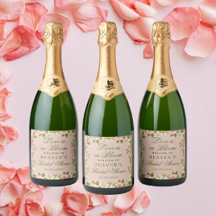 Love in Bloom Floral Bridal Shower Sparkling Sparkling Wine Label