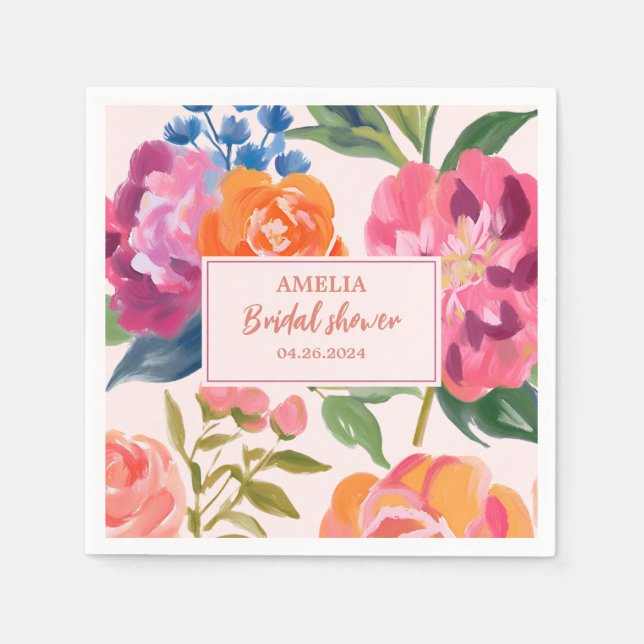 Love in bloom floral Bridal Shower Table decor Napkins (Front)
