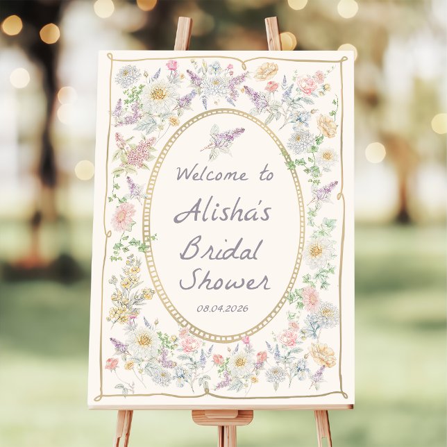 Love in Bloom Floral Bridal shower Welcome Foam Board (Creator Uploaded)