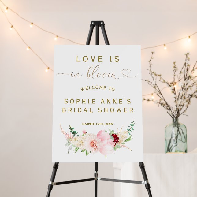 Love In Bloom Floral Bridal Shower Welcome Sign (In Situ (Stand))