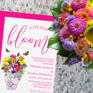 Love In Bloom Floral Engagement Party Invitation