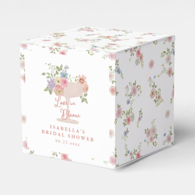 Love in Bloom Floral Garden Bridal Shower Favor Boxes (Front Side)