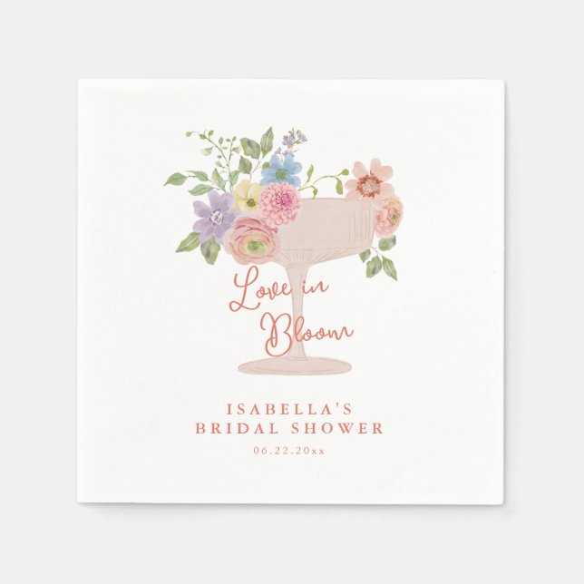 Love in Bloom Floral Garden Bridal Shower Napkins (Front)