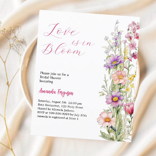 Love in bloom floral pink Bridal Shower invitation