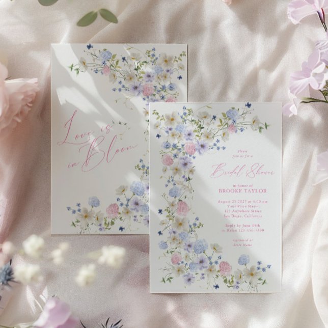 Love In Bloom Floral Pink Purple Bridal Shower Invitation (Love In Bloom Floral Pink Purple Bridal Shower Invitation)
