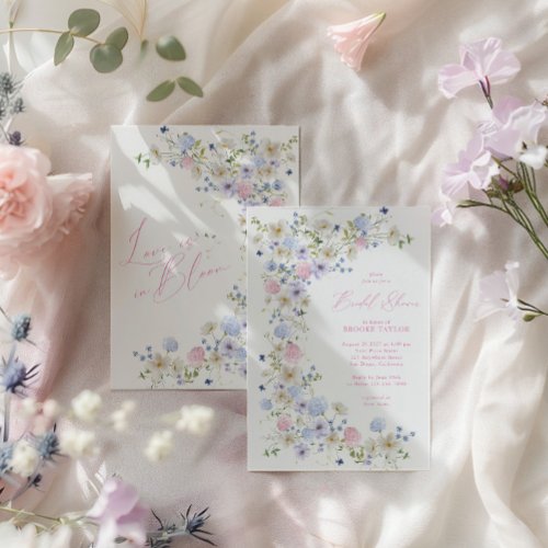 Love In Bloom Floral Pink Purple Bridal Shower Invitation