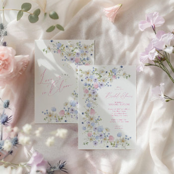 Love In Bloom Floral Pink Purple Bridal Shower Invitation by CardsbyFidem at Zazzle