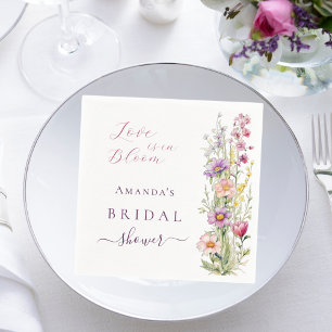 Love in bloom floral pink purple Bridal Shower Napkins