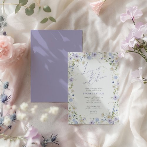Love In Bloom Floral Purple Green Bridal Show Invitation