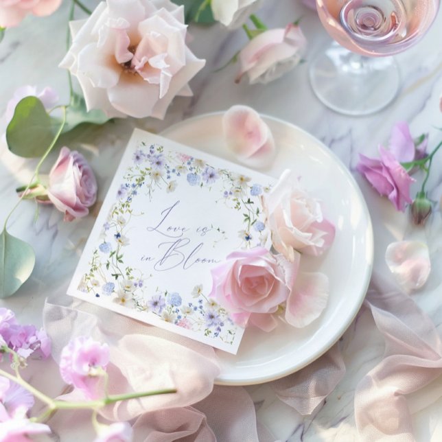 Love In Bloom Floral Purple Green Bridal Show Napkins (Love In Bloom Floral Purple Green Bridal Show Napkins)
