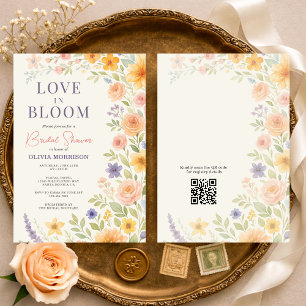 Love In Bloom Floral QR Code Bridal Shower Invitation