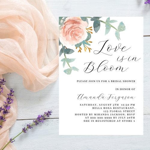 Love in bloom floral rose gold Bridal Shower Invitation
