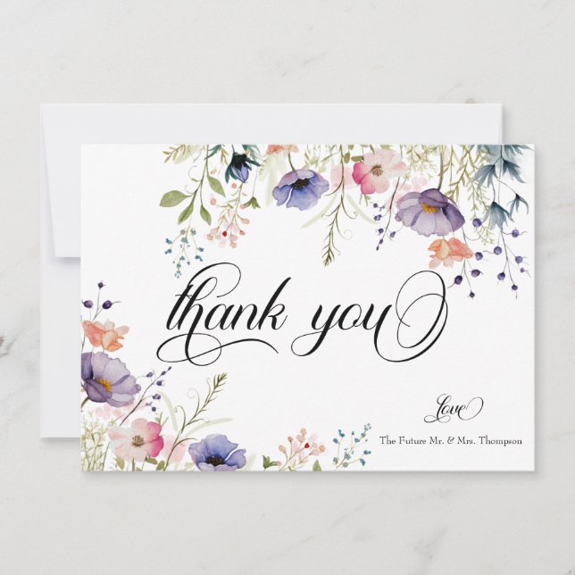 Love in Bloom |  Floral Thank You Note Card (Front)