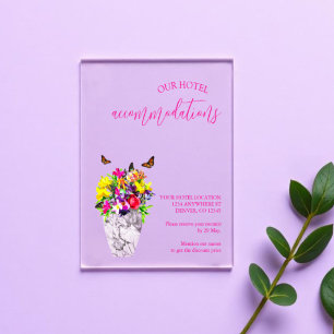 Love In Bloom Floral Wedding Accommodations Acrylic Enclosure Card