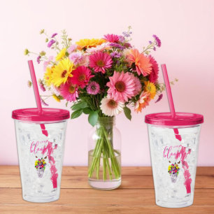 Love In Bloom Floral Wedding Acrylic Tumbler